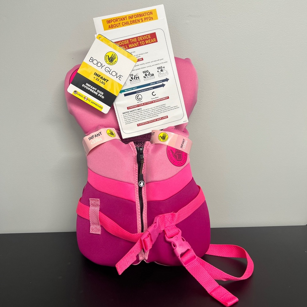 Body Glove Infant Girl EVOprene PFD Pink Life Jacket Under 33lbs BGB26063I NEW